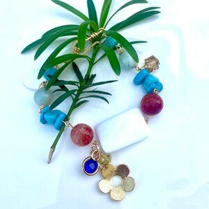 Spring Colorful Handmade GemStones Wire Wrapping Bracelet Boho